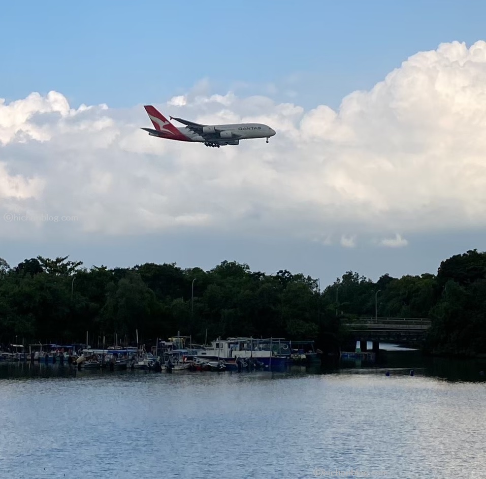 チャンギポイントブリッジから見える飛行機